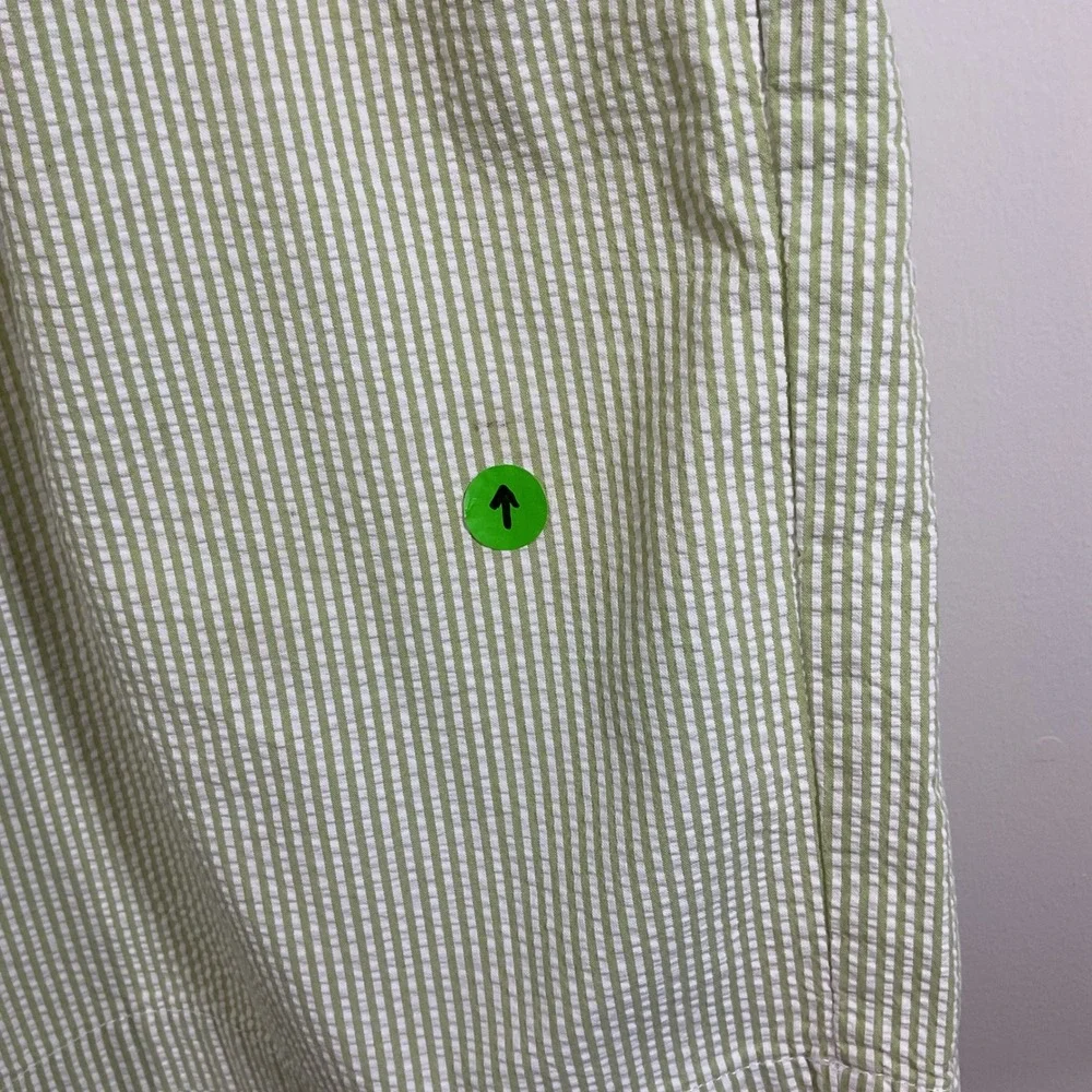Polo Ralph Lauren Tyler Short Mens 33 Green White Striped Seersucker Pleated VTG